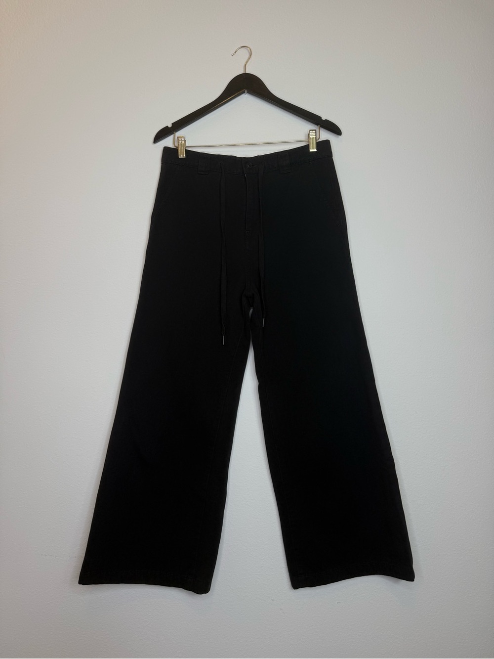 Hudson Jeans Black High Rise Wide Leg Drawstring Trouser Crop Pant Size 28